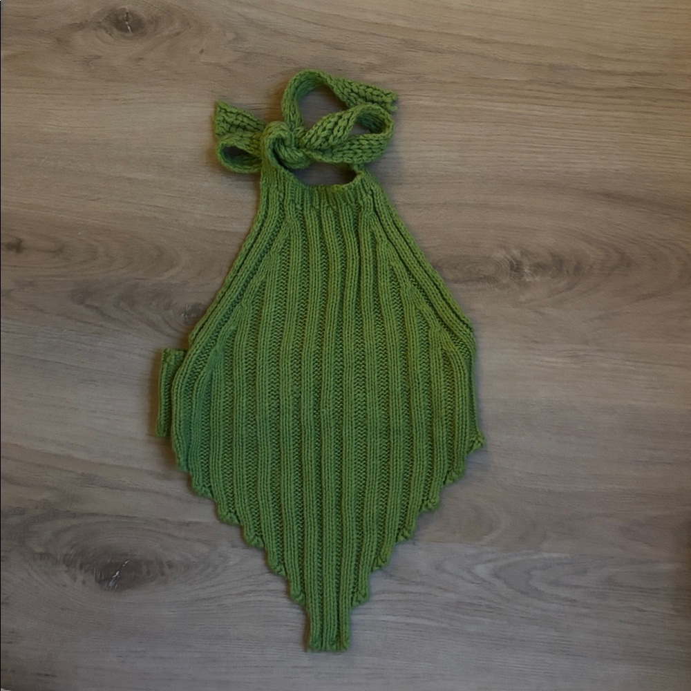 Green Knit Halter Top